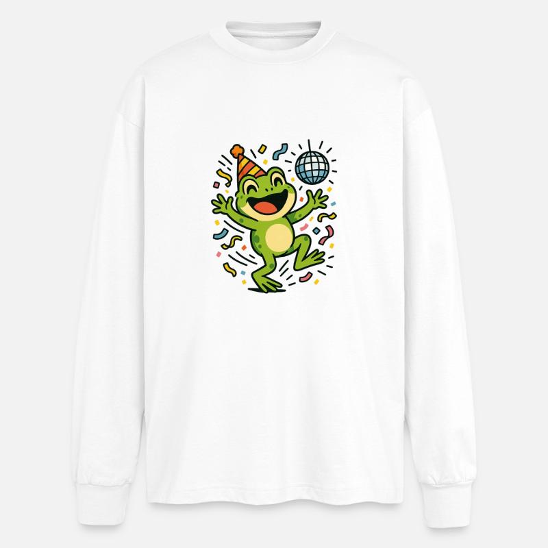 Party Frog - Oversized Long Sleeve T-Shirt - white