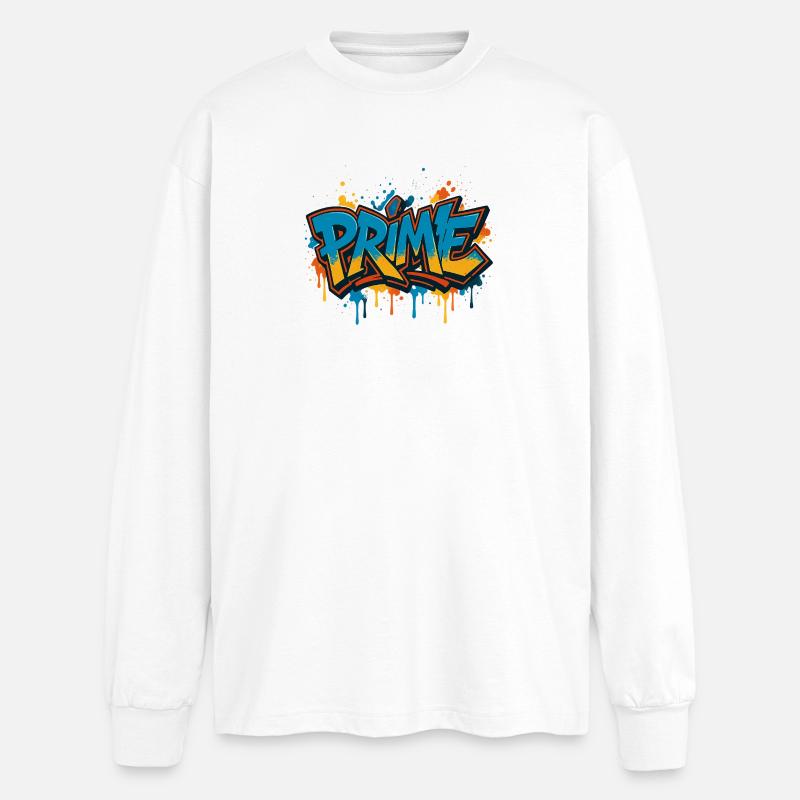 Prime Graffiti Neon Splash - Oversized Langarmshirt - Weiß