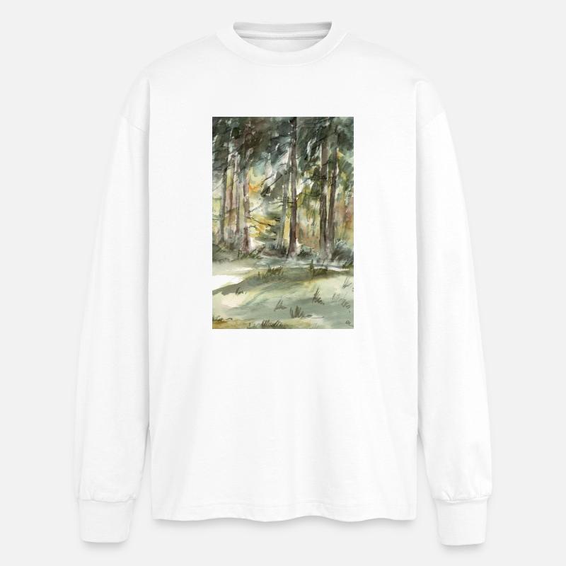 Waldlicht Im Aquarellwald - Oversized Langarmshirt  - Weiß