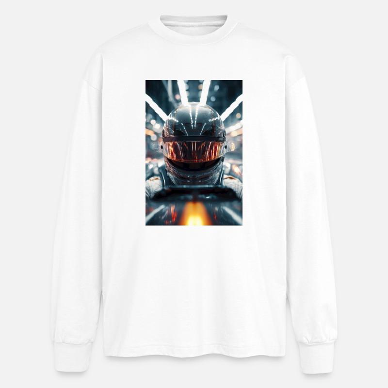 Neon Racer Helm - Oversized Langarmshirt  - Weiß