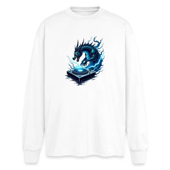 Blaues Drachen-DJ Kraft - Oversized Langarmshirt  - Weiß - Vorne - AI Model Male 185 light (185cm)