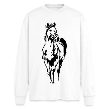 Horse Horse Head Stallion Mare Foal - Oversized Long Sleeve T-Shirt - white - Front - AI Model Male 185 light (185cm)