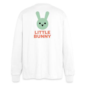 Minze Hase und kleiner Hase Text - Oversized Langarmshirt  - Weiß - Hinten - AI Model Male 185 light (185cm)