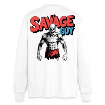 Pouvoir de l’Arène du Crâne - T-shirt manches longues oversize - blanc - Dos - AI Model Male 185 light (185cm)