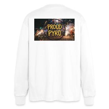 Fier de Pyro ! - T-shirt manches longues oversize - blanc - Dos - AI Model Male 185 light (185cm)