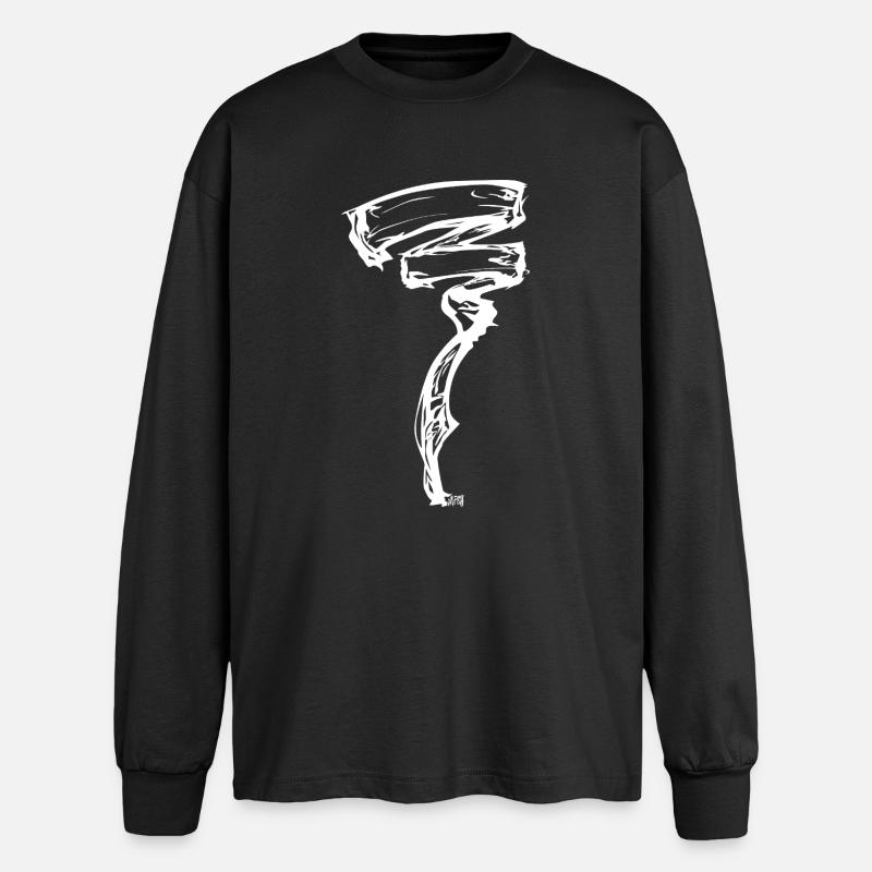 Energetischer Wind - Oversized Langarmshirt - Schwarz