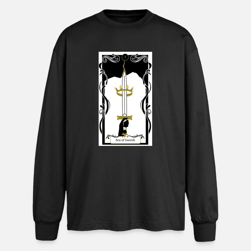 Ass der Schwerter - Oversized Langarmshirt  - Schwarz