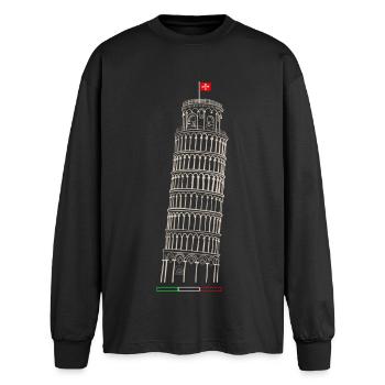 Tour penchée de Pise - T-shirt manches longues oversize - noir - Devant - AI Model Male 185 light (185cm)