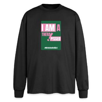 PSYCHO_01 - Oversized Langarmshirt  - Schwarz - Vorne - AI Model Male 185 light (185cm)