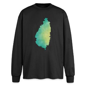 Saint Lucia - Oversized Langarmshirt  - Schwarz - Vorne - AI Model Male 185 light (185cm)