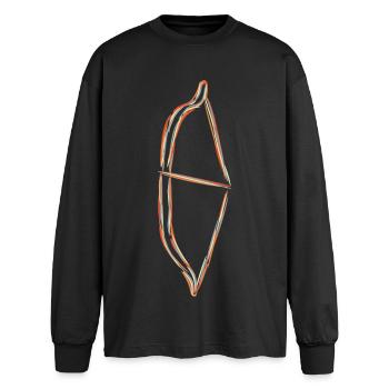 Pfeil und Bogen - Oversized Langarmshirt  - Schwarz - Vorne - AI Model Male 185 light (185cm)