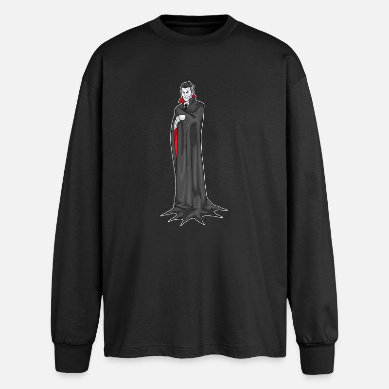 Vampir Halloween Kaffee - Oversized Langarmshirt - Schwarz