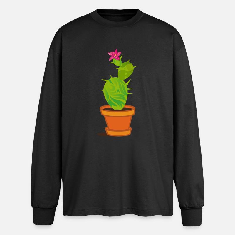 Un cactus avec une fleur - T-shirt manches longues oversize - noir