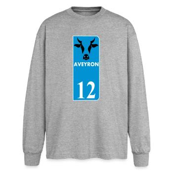 Aveyron - T-shirt manches longues oversize - gris chiné - Devant - AI Model Female 180 light (180cm)
