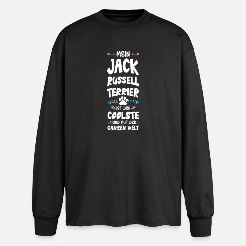 jack russell terrier hund spruch - Oversized Langarmshirt  - Schwarz
