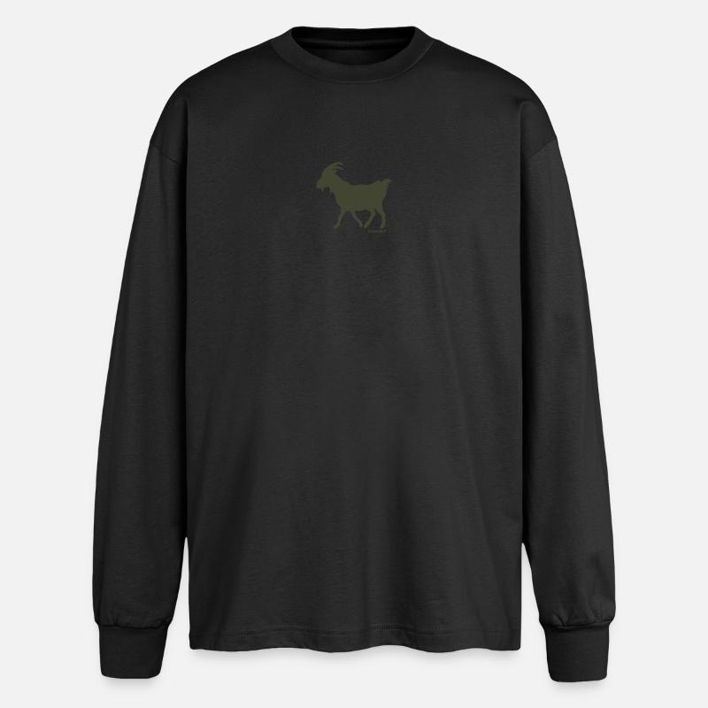 Sündenbock Ziege oliv - Oversized Langarmshirt  - Schwarz