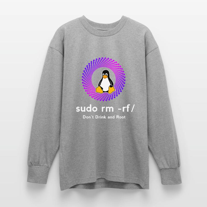 Computer Sys admin Penguin Nerd pc sudo rm -rf cod Oversized Long Sleeve T-Shirt