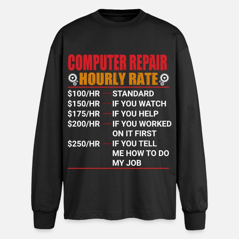 Computer - Oversized Langarmshirt  - Schwarz
