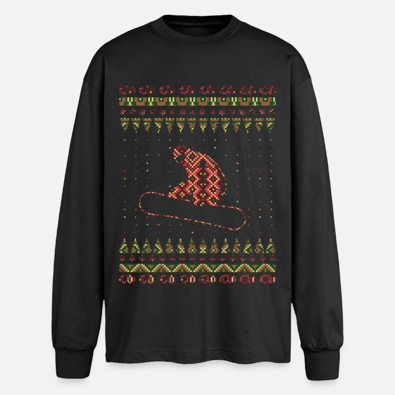 Snowboarder Snowboard Winter Weihnachten - Oversized Langarmshirt  - Schwarz