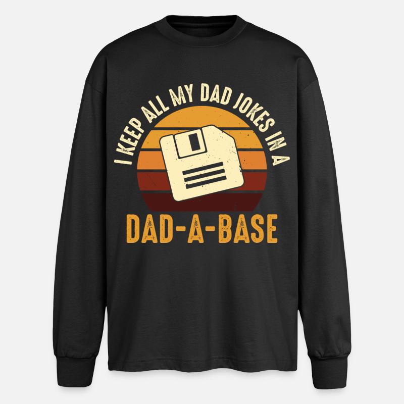 Papa Witz Diskette Retro Design - Oversized Langarmshirt  - Schwarz