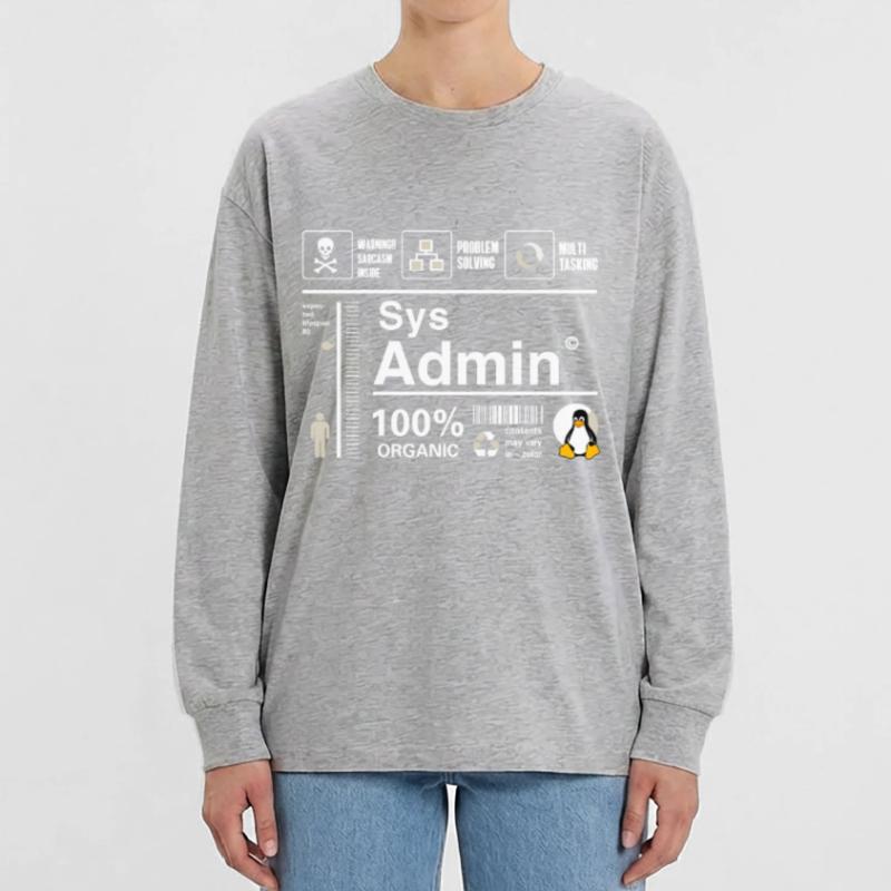 Sys Admin Penguin Computer Nerd pc Board cpu inh Oversized Long Sleeve T-Shirt