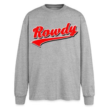 rowdy rüpel bandit gang dieb chaot bengel sohn - T-shirt manches longues oversize - gris chiné - Devant - AI Model Female 180 light (180cm)