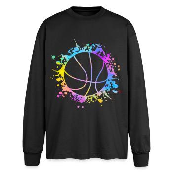 Basketball Paint Splatters colorful - Oversized Long Sleeve T-Shirt - black - Front - AI Model Male 185 light (185cm)