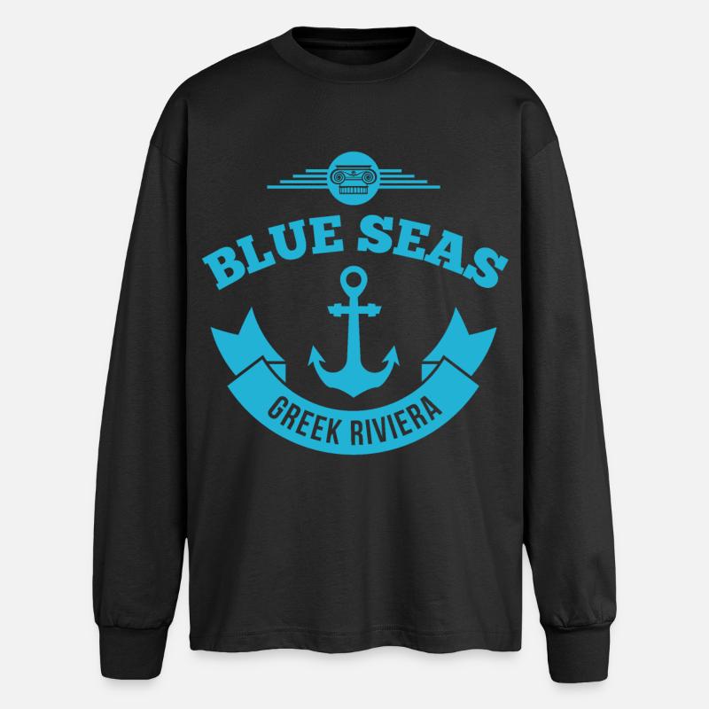 Blaues Meer Griechische Riviera - Oversized Langarmshirt  - Schwarz