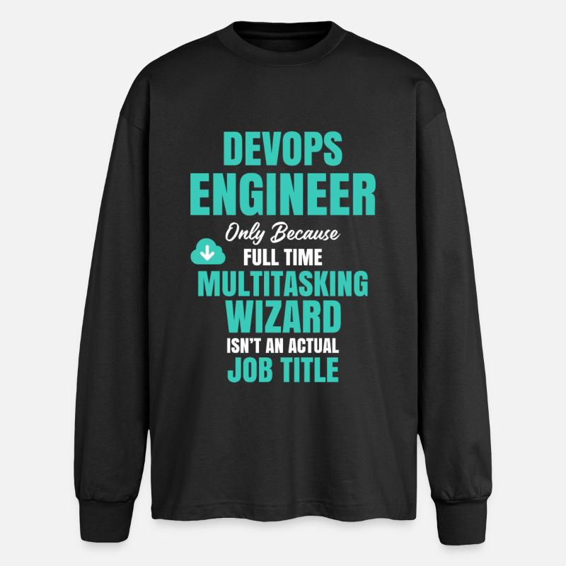 Assistant multitâche DevOps Engineer - T-shirt manches longues oversize - noir