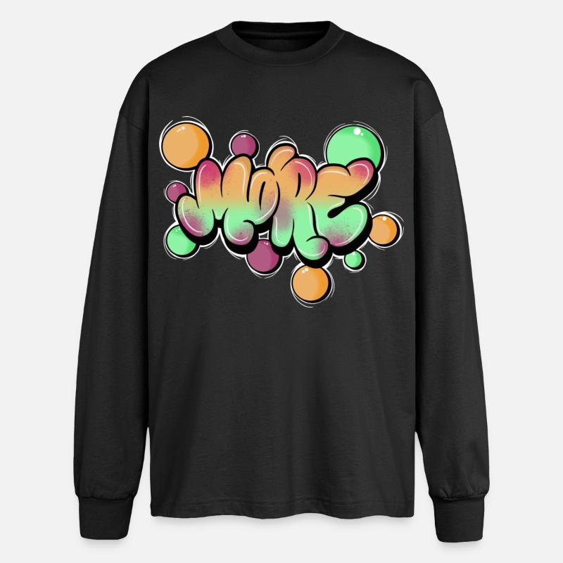 Regenbogen Bubble-Graffiti - Oversized Langarmshirt  - Schwarz