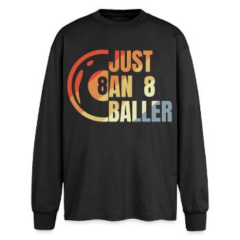 Billard 8 Ball - Oversized Langarmshirt  - Schwarz - Vorne - AI Model Male 185 light (185cm)