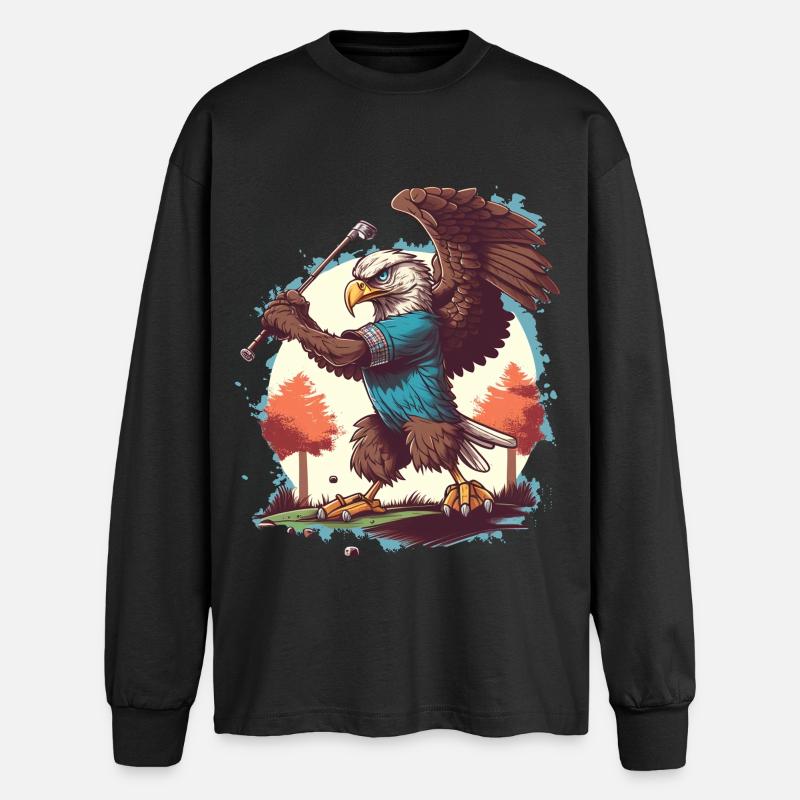 Adler schwingt den Golfschläger - Oversized Langarmshirt  - Schwarz