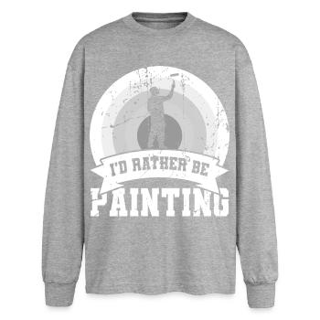 Je préfère peindre - T-shirt manches longues oversize - gris chiné - Devant - AI Model Female 180 light (180cm)