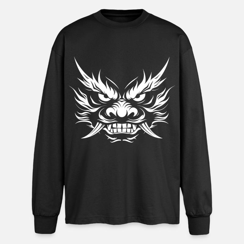 Oni, japanischer Dämon - Oversized Langarmshirt  - Schwarz