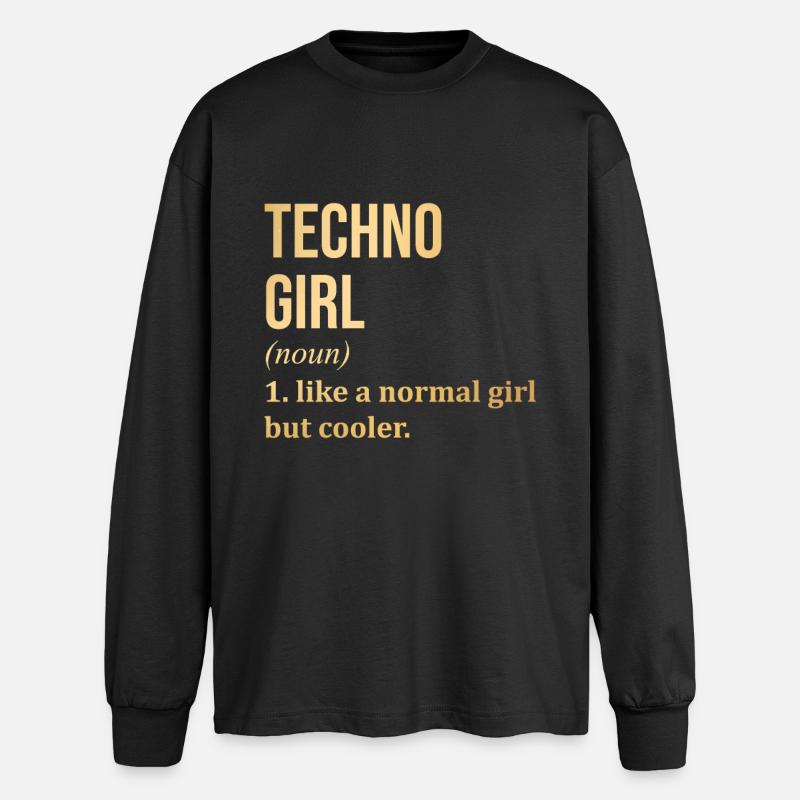 Techno - Oversized Langarmshirt  - Schwarz