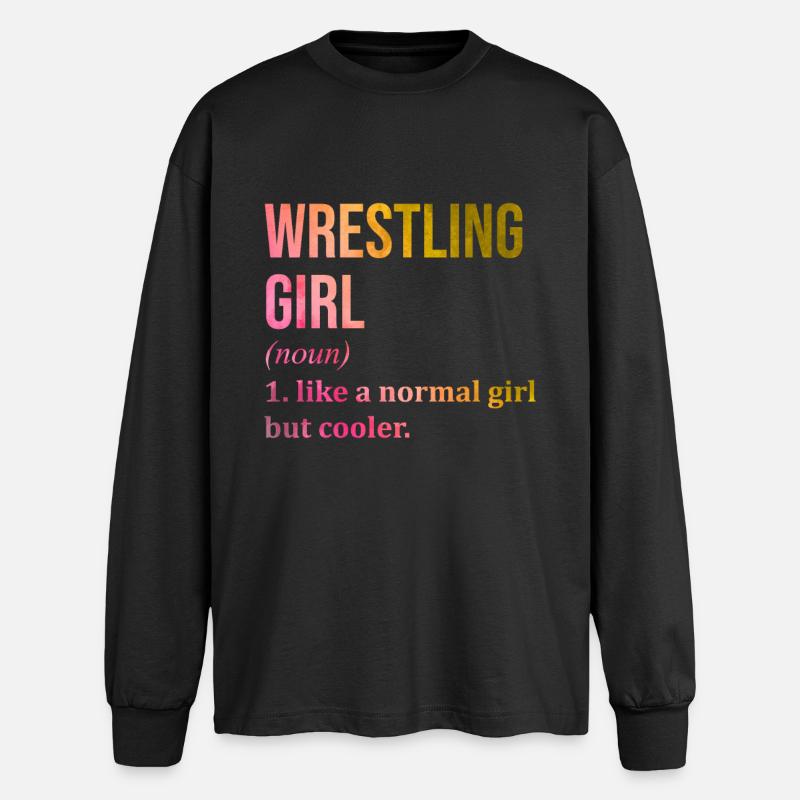 Wrestle - Oversized Long Sleeve T-Shirt - black