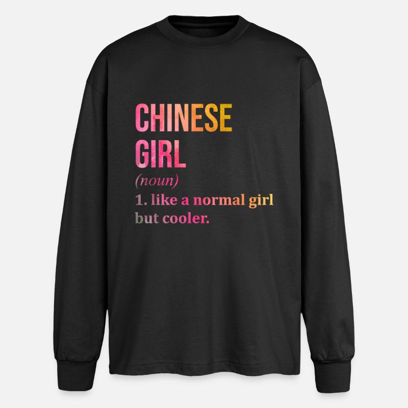 Chine - T-shirt manches longues oversize - noir