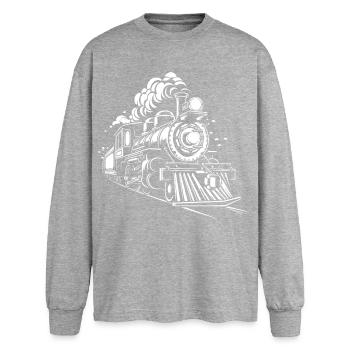 Locomotive à vapeur - T-shirt manches longues oversize - gris chiné - Devant - AI Model Female 180 light (180cm)