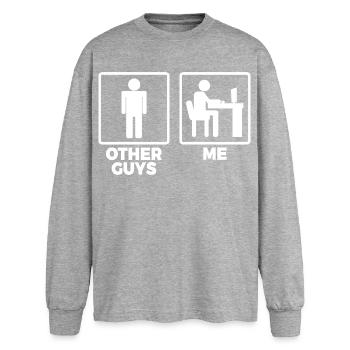 Software Engineer Stick Figures - Oversized Long Sleeve T-Shirt - sports grey - Front - AI Model Female 180 light (180cm)