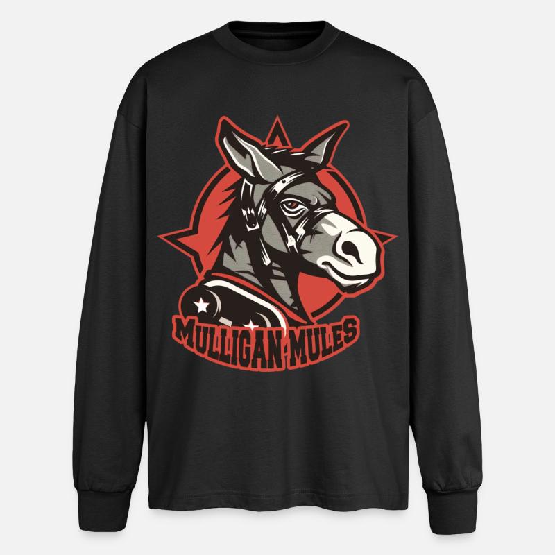 Mulligan Mules Maskottchen-Logo - Oversized Langarmshirt  - Schwarz