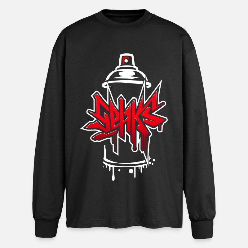 Sehks Rote Flasche - Oversized Langarmshirt  - Schwarz