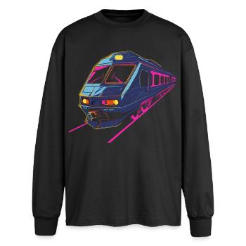 Train Retro - Oversized Long Sleeve T-Shirt - black - Front - AI Model Male 185 light (185cm)