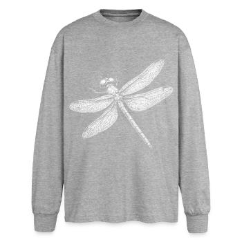 Libelle - Oversized Langarmshirt  - Grau meliert - Vorne - AI Model Female 180 light (180cm)