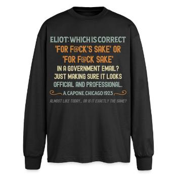 Humorvolle Regierung E-Mail Zitat T-Shirt - Oversized Langarmshirt  - Schwarz - Vorne - AI Model Male 185 light (185cm)