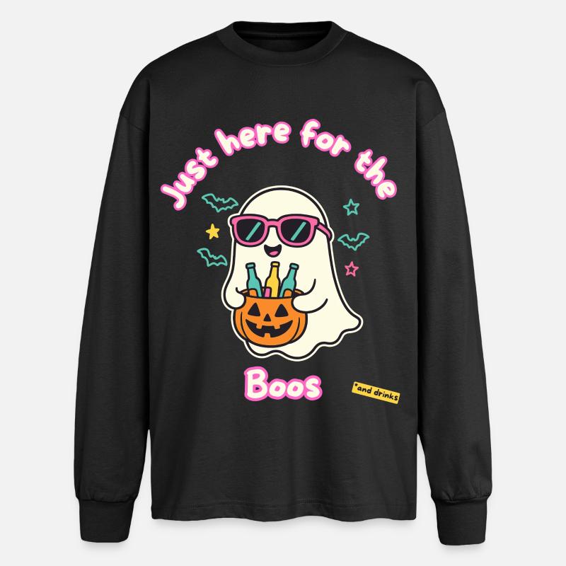 Sweet ghost Halloween with drinks - Oversized Long Sleeve T-Shirt - black
