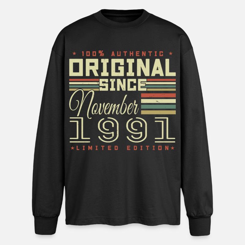Geburtstagsgeschenk November 1991 - Oversized Langarmshirt  - Schwarz