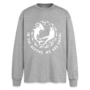 In the Depths We Are Equal - Oversized Long Sleeve T-Shirt - sports grey - Front - AI Model Female 180 light (180cm)