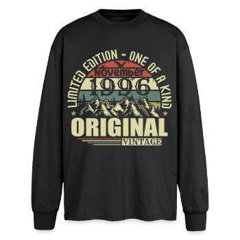 Anniversaire novembre 1996 - T-shirt manches longues oversize - noir - Devant - AI Model Male 185 light (185cm)