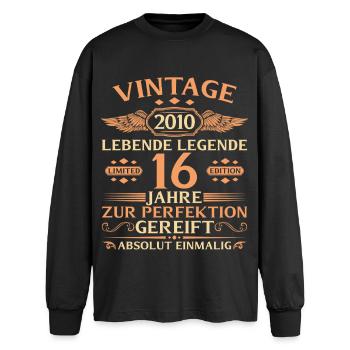 16e anniversaire Année 2010 - T-shirt manches longues oversize - noir - Devant - AI Model Male 185 light (185cm)