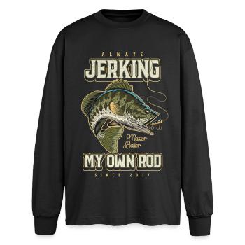 Toujours à branler ma canne Pêche drôle Née en 2017 - T-shirt manches longues oversize - noir - Devant - AI Model Male 185 light (185cm)